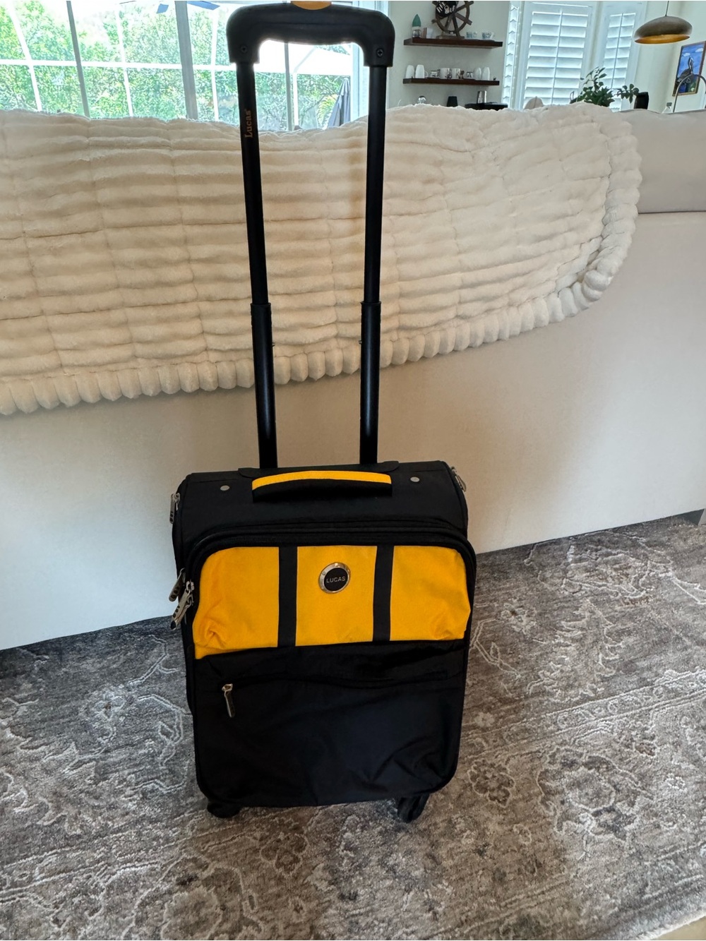 Lucas Two-Tone Yellow and Black Compact Carry-on. 17 x13”. - Picture 3 of 4